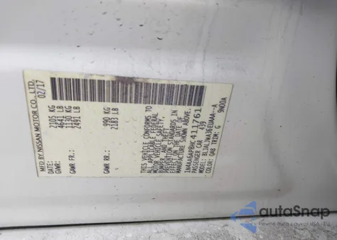 2017 Nissan Maxima 3.5 Sv из США, поврежденный, VIN 1N4AA6AP8HC411761